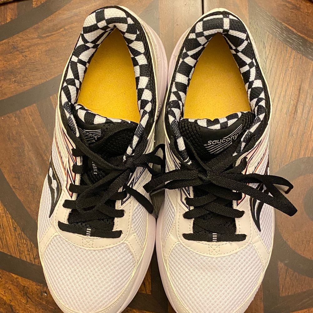 Saucony White and Black Checkered Sneakers